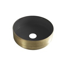 Wiesbaden Mondri waskom rond 36 x 12 cm mat zwart/geborsteld goud - 32.3301