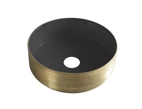 Wiesbaden Mondri waskom rond 36 x 12 cm mat zwart/geborsteld goud - 32.3301