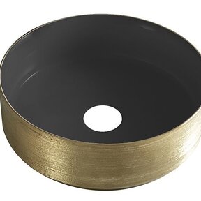 Wiesbaden Mondri waskom rond 36 x 12 cm mat zwart/geborsteld goud - 32.3301