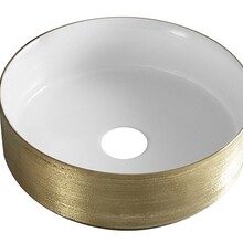 Wiesbaden Mondri waskom rond 36 x 12 cm Wit/geborsteld goud - 32.3302