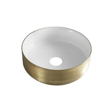 Wiesbaden Mondri waskom rond 36 x 12 cm Wit/geborsteld goud - 32.3302
