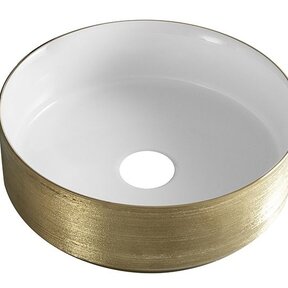Wiesbaden Mondri waskom rond 36 x 12 cm Wit/geborsteld goud - 32.3302