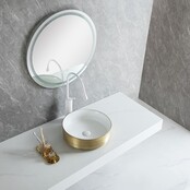 Wiesbaden Mondri waskom rond 36 x 12 cm Wit/geborsteld goud - 32.3302