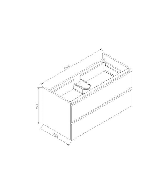 Wastafelonderkast Trendline Natural Oak 100x47x52cm softclose lades