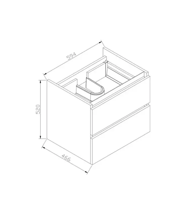 Wastafelonderkast Trendline Tabak Oak 60x47x52cm softclose lades