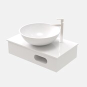 Fonteintafel Aloni Sun Mat Wit 60x35x15cm Planchet met Handdoekuitsparing Solid Surface