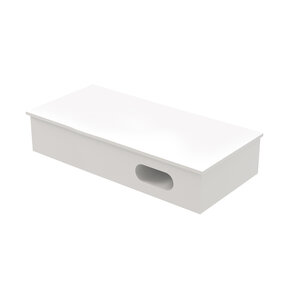 Fonteintafel Aloni Sun Mat Wit 80x35x15cm Planchet met Handdoekuitsparing Solid Surface