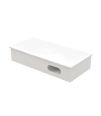 ALONI Fonteintafel Aloni Sun Mat Wit 80x35x15cm Planchet met Handdoekuitsparing Solid Surface