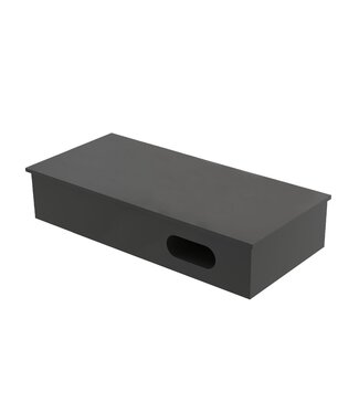 ALONI Fonteintafel Aloni Sun Mat Zwart 80x35x15cm Planchet met Handdoekuitsparing Solid Surface