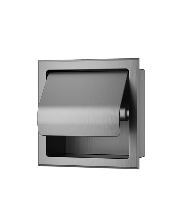 Wiesbaden Wiesbaden Inbouw toiletrolhouder met Klep Rocko + Reserverolhouder Gunmetal - 33.2156