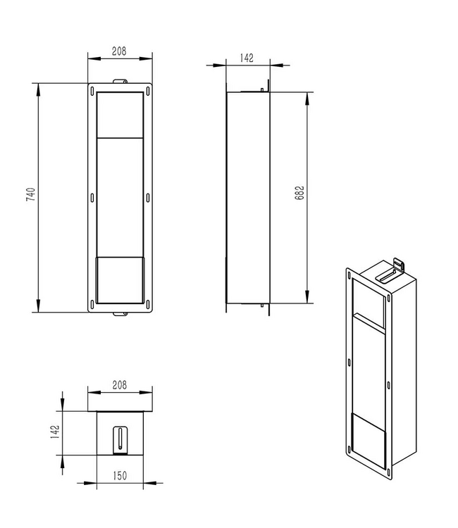 Wiesbaden Inbouw toiletrolhouder met Klep Rocko + Reserverolhouder Geborsteld Messing - 33.2155