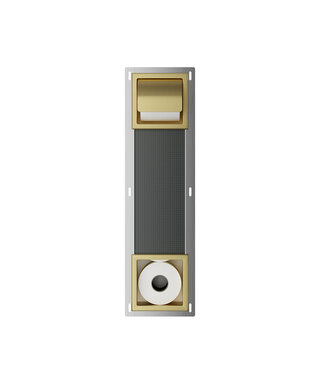 Wiesbaden Wiesbaden Inbouw toiletrolhouder met Klep Rocko + Reserverolhouder Geborsteld Messing - 33.2155