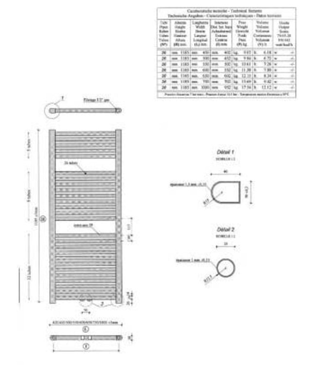 Elara Handdoekradiator 181x60cm Antraciet 1067 Watt - 41.3542