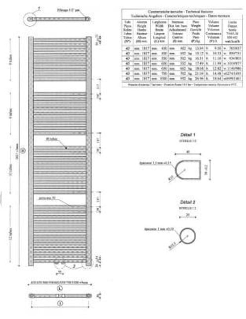 Wiesbaden Elara Handdoekradiator 181x45cm Antraciet 830 Watt - 41.3544 Wiesbaden Elara Handdoekradiator 181x45cm Antraciet 830 Watt - 41.3544