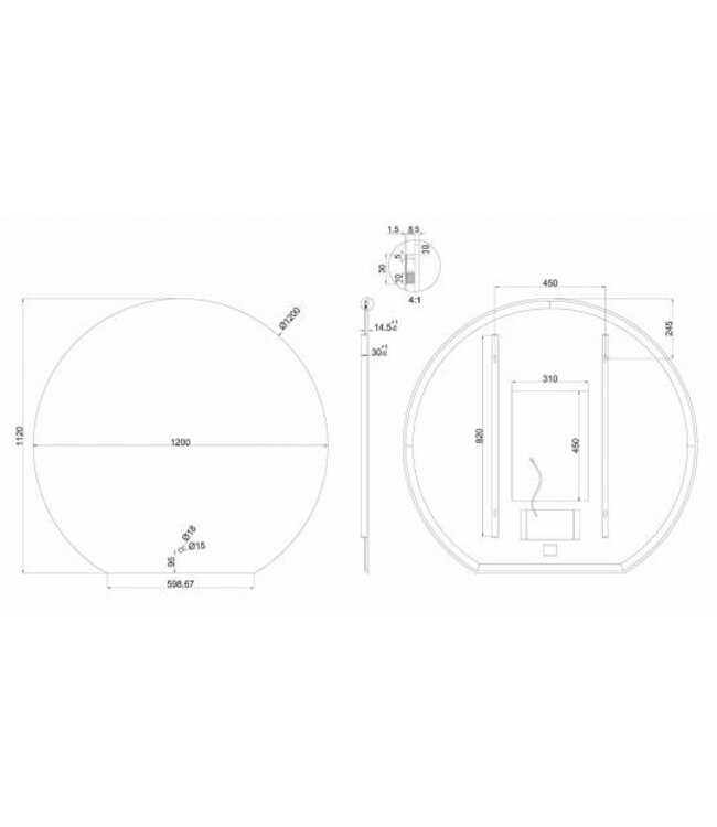 Wiesbaden halfronde badkamerspiegel Tramonto 120cm Dimbaar Led met Spiegelverwarming - 38.4103