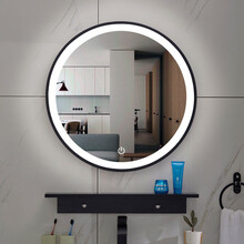 Wiesbaden Ronde badkamerspiegel Nera Zwart 80cm Dimbaar Led - 38.4411