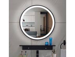 Wiesbaden Ronde badkamerspiegel Nera Zwart 80cm Dimbaar Led - 38.4411