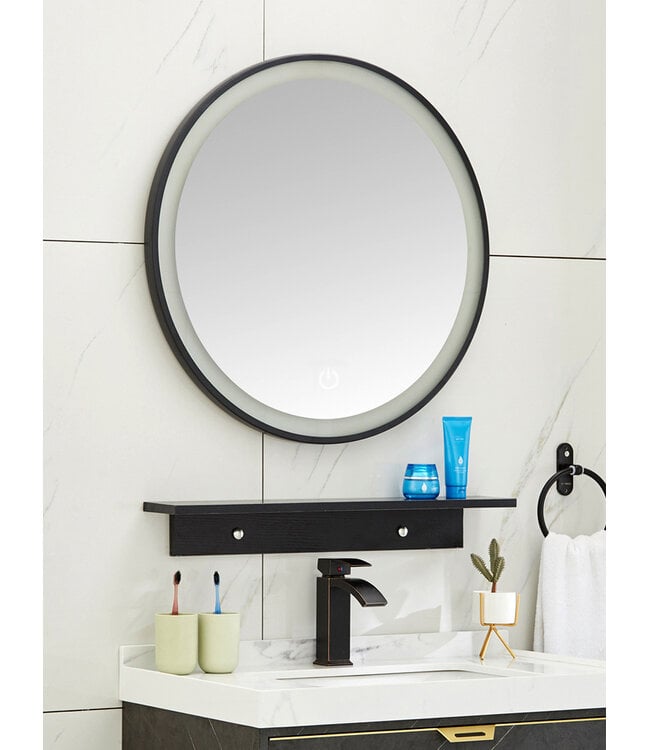 Wiesbaden Ronde badkamerspiegel Nera Zwart 60cm Dimbaar Led - 38.4410