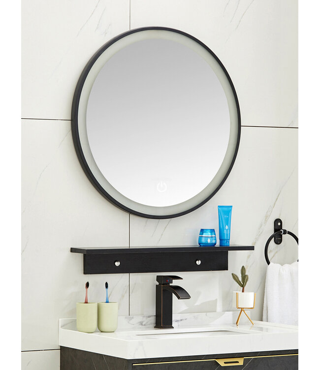 Wiesbaden Wiesbaden Ronde badkamerspiegel Nera Zwart 60cm Dimbaar Led - 38.4410