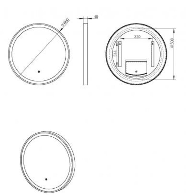 Wiesbaden Ronde badkamerspiegel Nera Zwart 60cm Dimbaar Led - 38.4410 Wiesbaden Ronde badkamerspiegel Nera Zwart 60cm Dimbaar Led - 38.4410