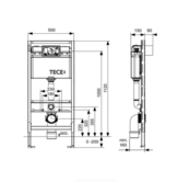 Tece universele inbouwreservoir Uni-spoelkast 112x50x15 cm - frontbediening - 9300335 Tece universele inbouwreservoir Uni-spoelkast 112x50x15 cm - frontbediening - 9300335