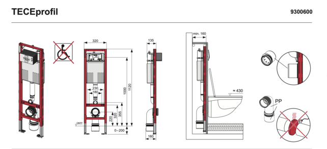 Tece inbouwreservoir Compact Teceprofiel 32cm Spoelkast frontbediening - 112x32x13,5cm - 9300600