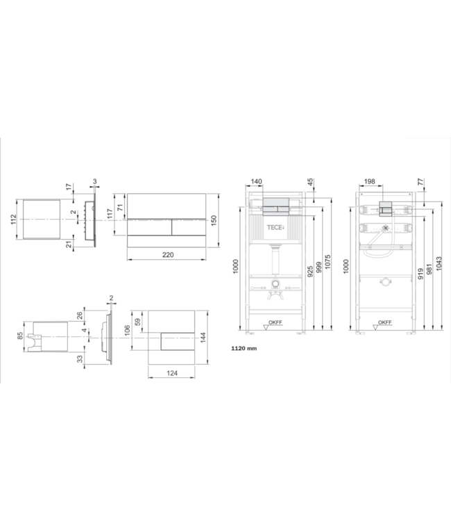 Tece Bedieningspaneel Square Mat Zwart - 9240833