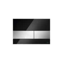 Tece Bedieningspaneel Square II Glas - Glans Zwart / Geborsteld RVS - Dualflush - 9240806