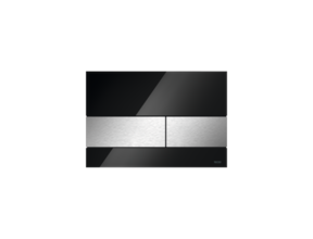 Tece Bedieningspaneel Square II Glas - Glans Zwart / Geborsteld RVS - Dualflush - 9240806