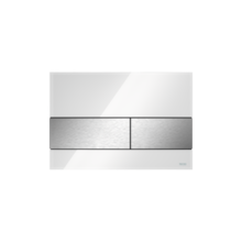 Tece Bedieningspaneel Square II Glas - Glans Wit / Geborsteld RVS - Dualflush - 9240801