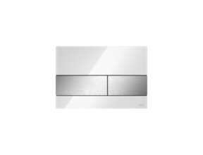 Tece Bedieningspaneel Square II Glas - Glans Wit / Geborsteld RVS - Dualflush - 9240801