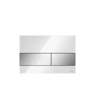 TECE Tece Bedieningspaneel Square II Glas - Glans Wit / Geborsteld RVS - Dualflush - 9240801