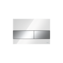 Tece Bedieningspaneel Square II Glas - Glans Wit / Glans Chroom - Dualflush - 9240802