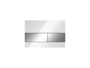 Tece Bedieningspaneel Square II Glas - Glans Wit / Glans Chroom - Dualflush - 9240802