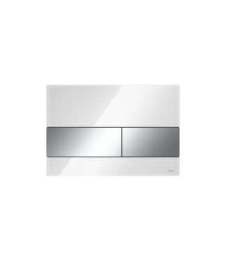 TECE Tece Bedieningspaneel Square II Glas - Glans Wit / Glans Chroom - Dualflush - 9240802