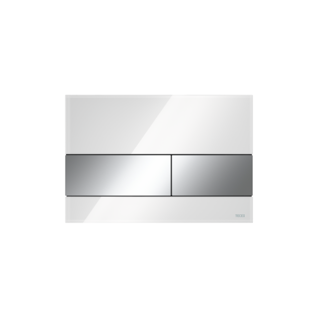 Tece Bedieningspaneel Square II Glas - Glans Wit / Glans Chroom - Dualflush - 9240802