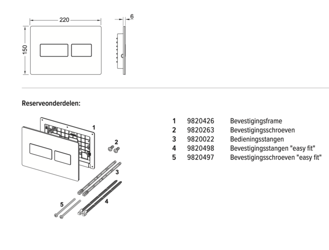 Bedieningspaneel Tece Solid Metaal - Mat Zwart - Dualflush - 9240416