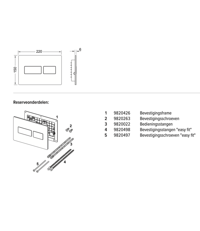 Bedieningspaneel Tece Solid Metaal - Geborsteld RVS - Dualflush - 9240430