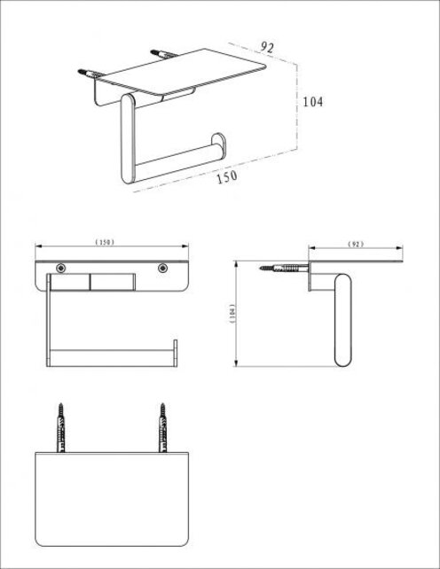 Wiesbaden Toiletrolhouder met planchet Alonzo Geborsteld RVS - 28.7062