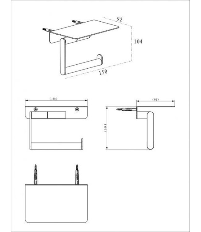 Wiesbaden Toiletrolhouder met planchet Alonzo Geborsteld RVS - 28.7062