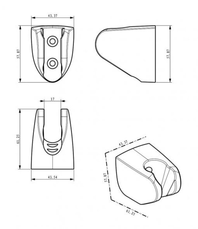 Wiesbaden Wiesbaden Douchekophouder Caral ABS Gunmetal - 29.3877