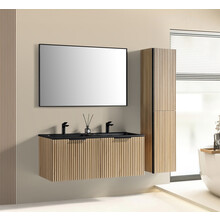 Wiesbaden Badkamermeubel set Ribbella 120cm Naturel Eik / Zwart⎢Compleet Onderkast - Wastafel en Spiegel⎢38.3508