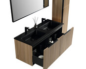 Wiesbaden Badkamermeubel set Ribbella 120cm Naturel Eik / Zwart⎢Compleet Onderkast - Wastafel en Spiegel⎢38.3508