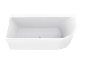 Wiesbaden Zenn Half vrijstaand hoekbad links 180x80cm mat wit met waste mat wit Acryl - 21.3669