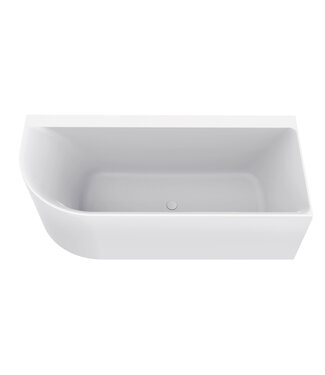 Wiesbaden Wiesbaden Zenn Half vrijstaand hoekbad Rechts 180x80cm mat wit met waste mat wit Acryl - 21.3674