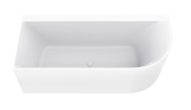 Wiesbaden Zenn Half vrijstaand hoekbad links 180x80cm wit met waste wit Acryl - 21.3668
