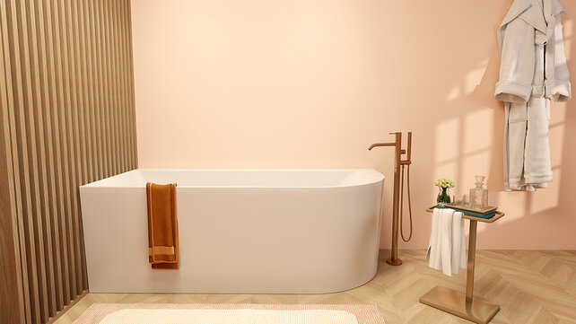 Wiesbaden Zenn Half vrijstaand hoekbad links 170x75cm wit met waste wit Acryl - 21.3662 Wiesbaden Zenn Half vrijstaand hoekbad links 170x75cm wit met waste wit Acryl - 21.3662