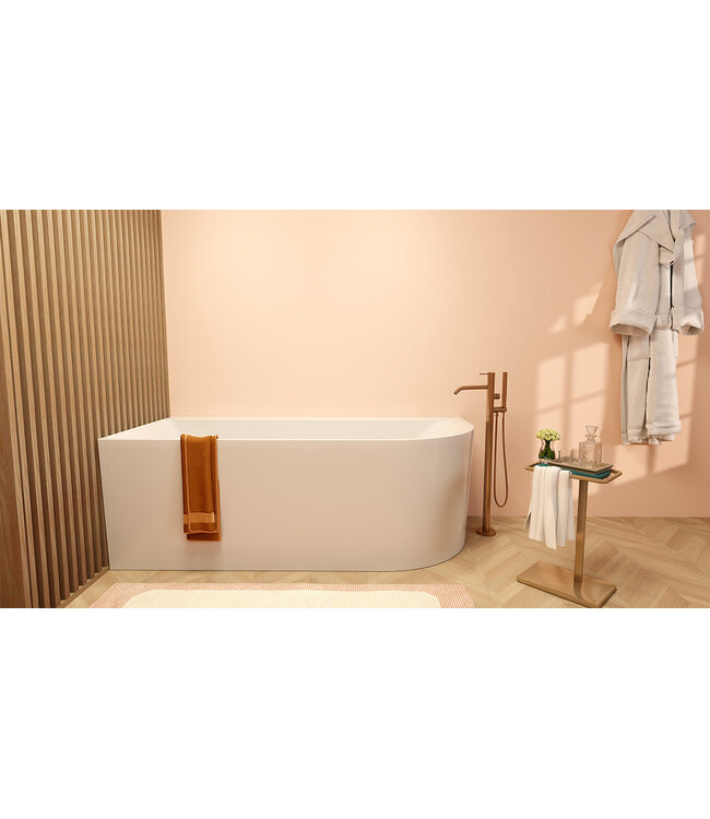 Wiesbaden Zenn Half vrijstaand hoekbad links 170x75cm wit met waste wit Acryl - 21.3662