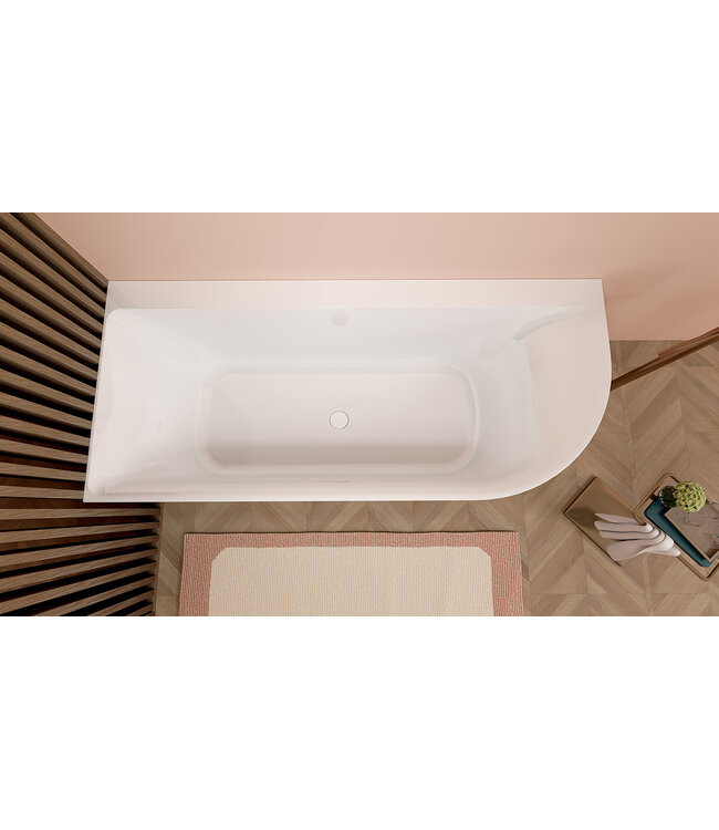 Wiesbaden Zenn Half vrijstaand hoekbad links 170x75cm wit met waste wit Acryl - 21.3662