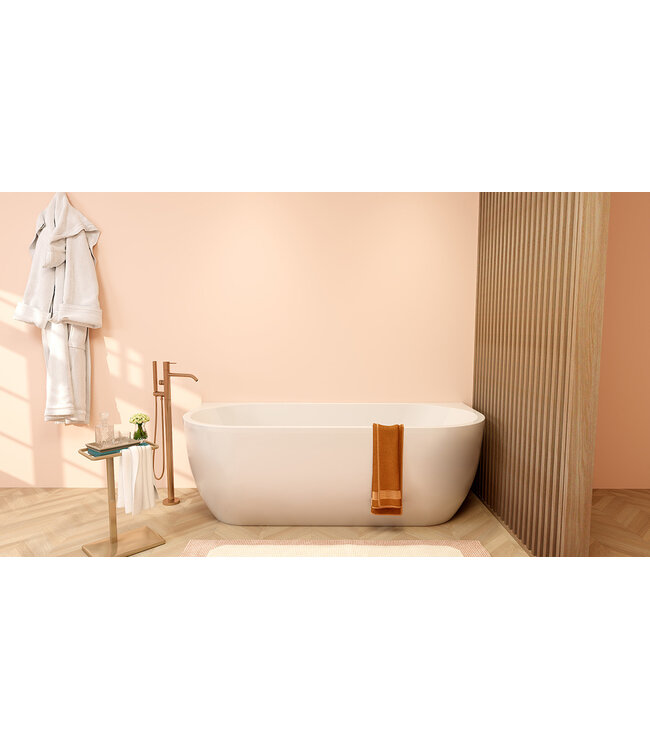 Wiesbaden Zenn Half vrijstaand bad 170x75cm wit met waste wit Acryl - 21.3666